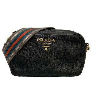 Auth PRADA - Black Leather Shoulder Bag